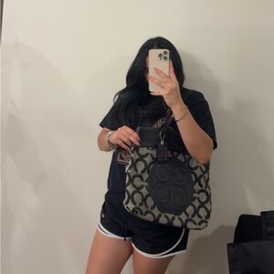 Coach Black and Gray Circle Pattern Tote